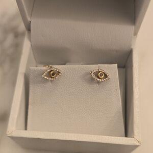 EFFY Gold and diamond Evil Eye Stud Earrings.